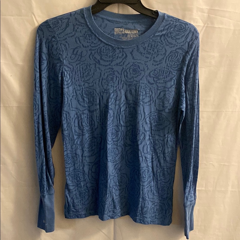 Greys Anatomy Scrubs Under Shirt Long Sleeve Tee Lace Floral Pattern